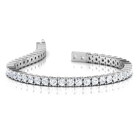 6.30 Carats Round Cut Natural Earth Mined Diamond Tennis Bracelet White Gold Fine Jewelry