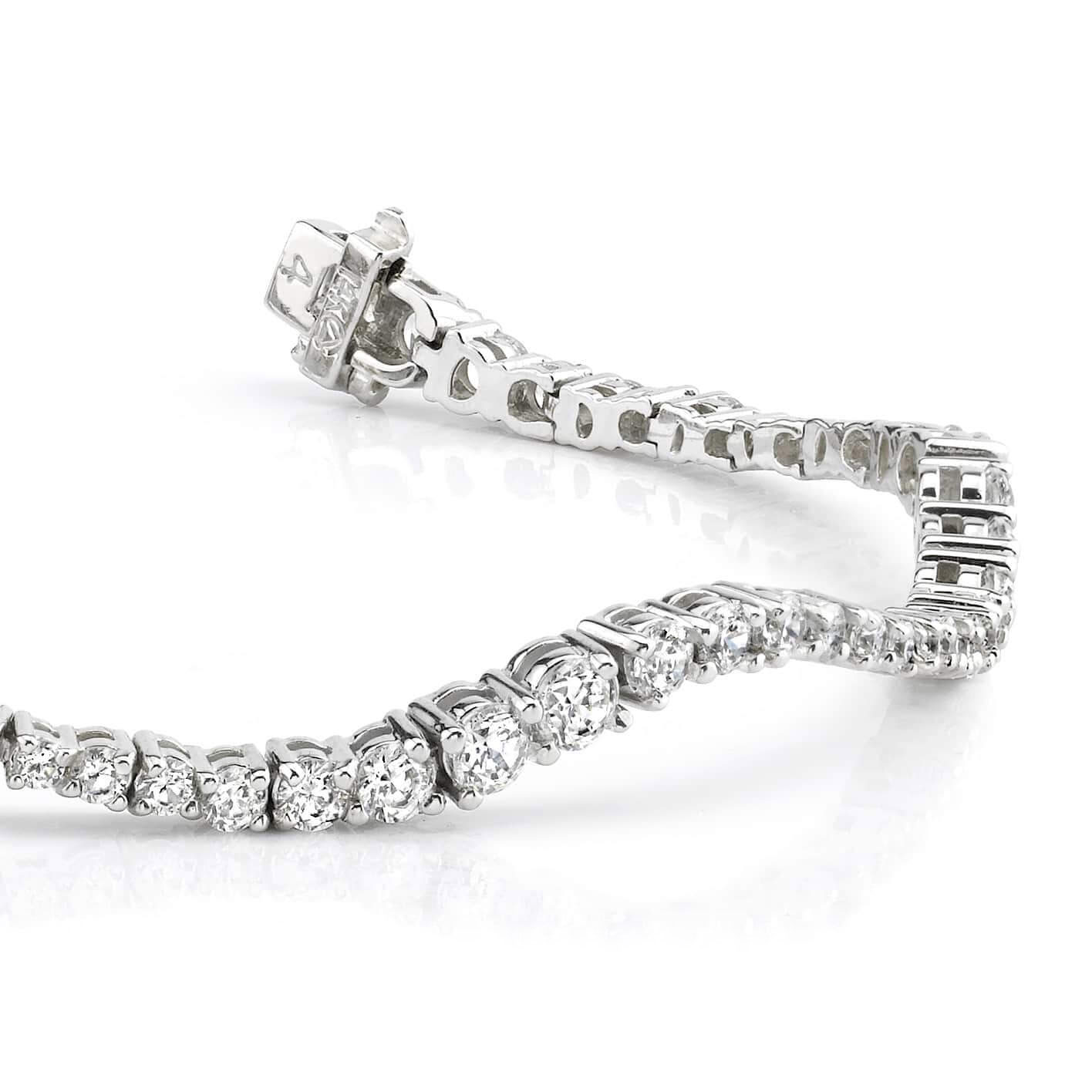 6.60 Ct Round Fine Lab Grown Diamond Bracelet Solid White Gold Sparkling