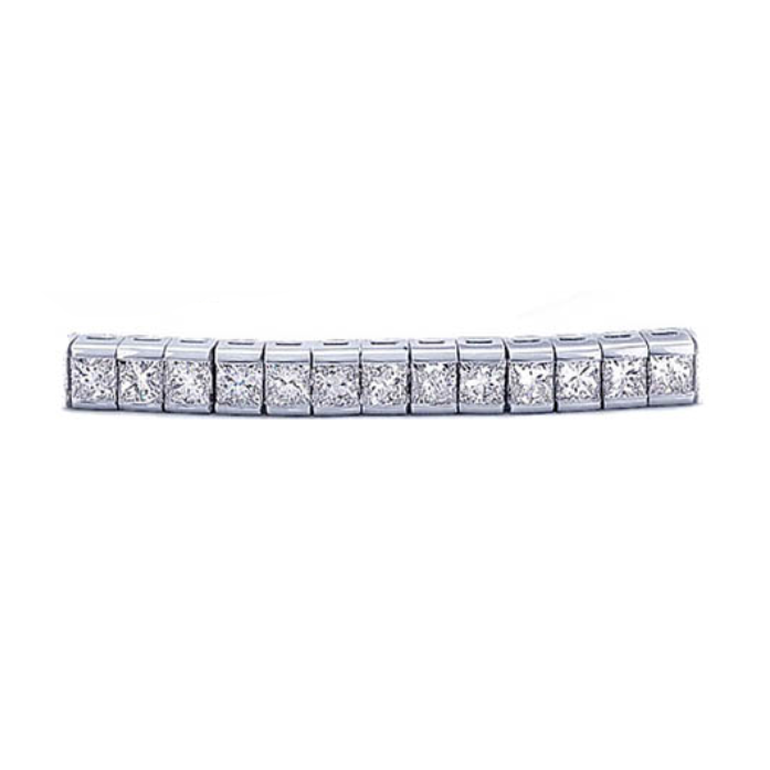 6.80 Carats Princess Cut Lab Grown Diamonds Tennis Bracelet Gold 14K