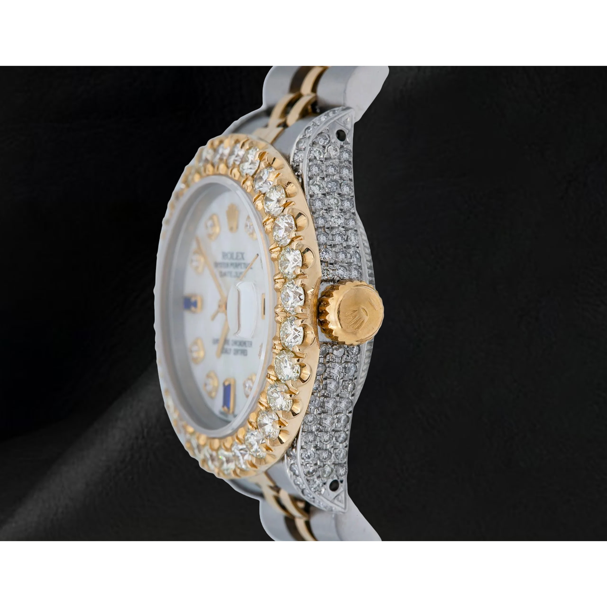 69173 Rolex Datejust 26mm Diamond Dial With Blue Sapphire Two Tone Watch