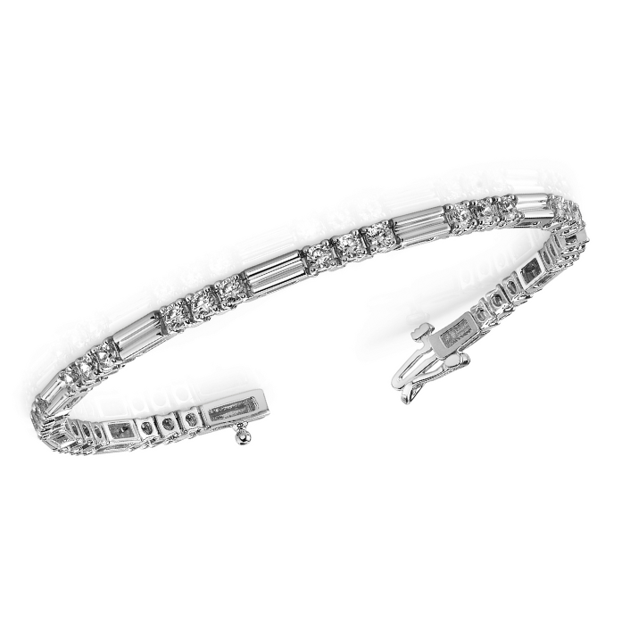 6 Carat Prong Set Triple Round Natural Earth Mined Diamond Tennis Bracelet White Gold 14K