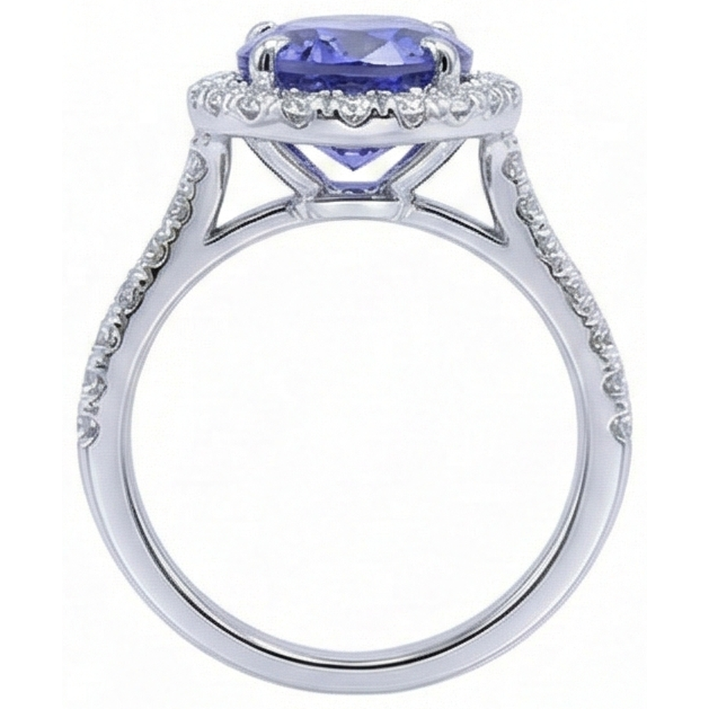 7.75 Ct Gold Jewelry Oval Tanzanite With Halo Natural Earth Mined Diamond Ring