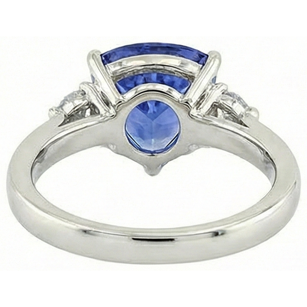 7 Carat Tanzanite & Natural Earth Mined Diamond Three Stone Ring White Gold 14K