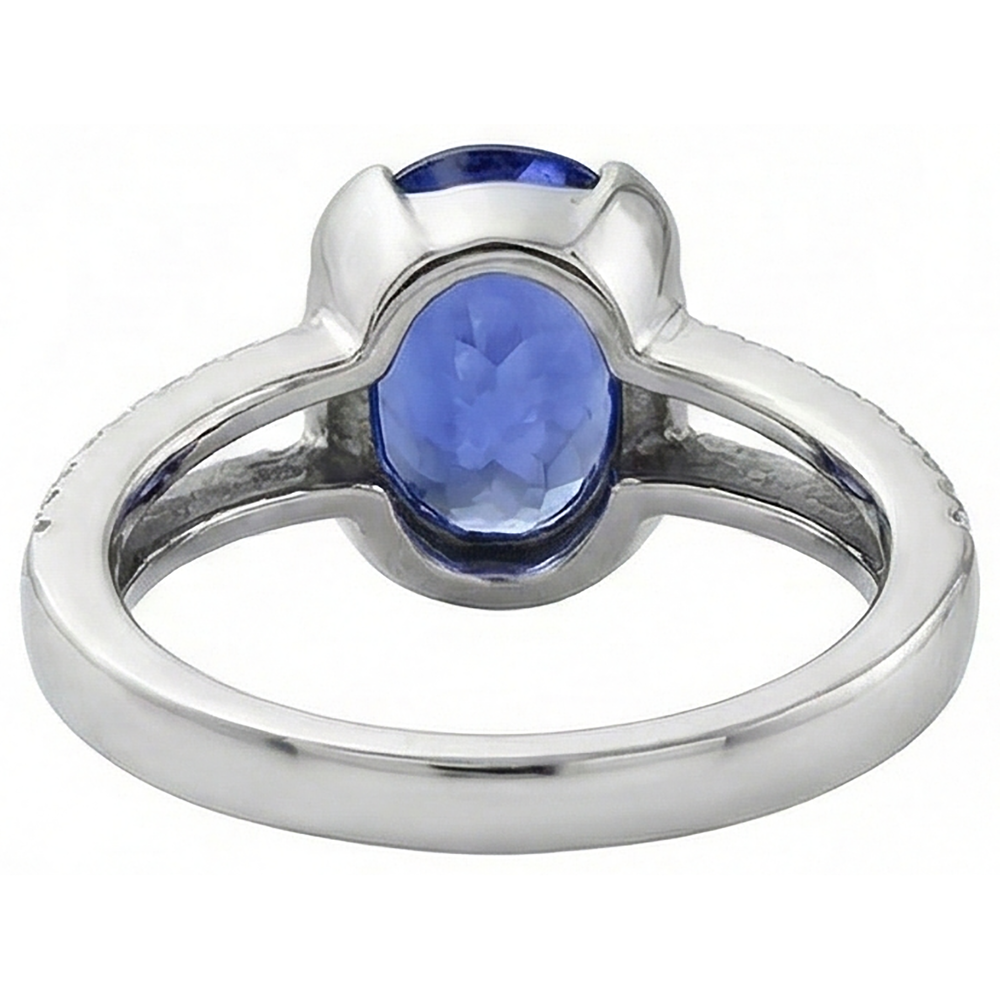 7 Carats Oval Tanzanite Natural Earth Mined Diamonds Engagement Ring White Gold 14K