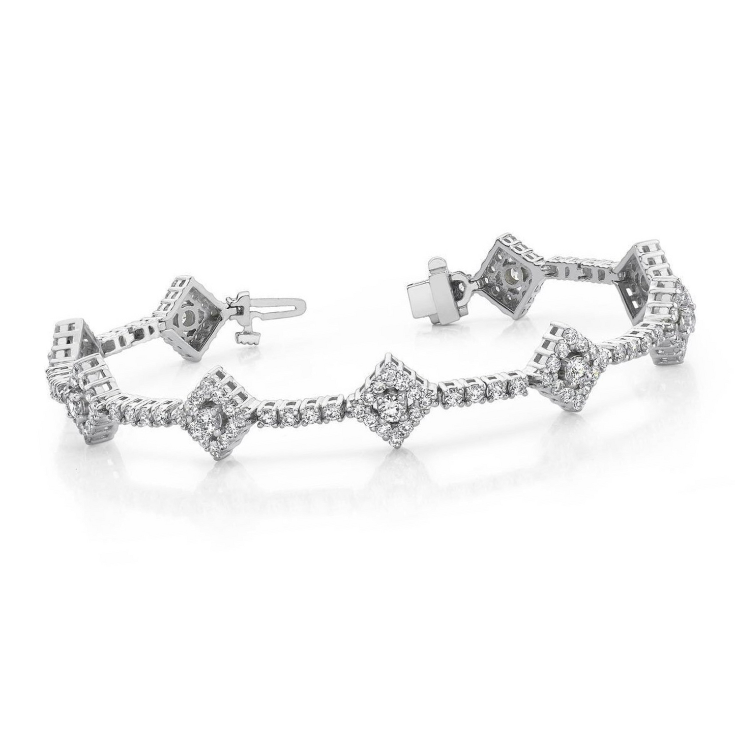 7.25 Carats Round Cut Sparkling Lab Grown Diamonds Link Bracelet White Gold 14K