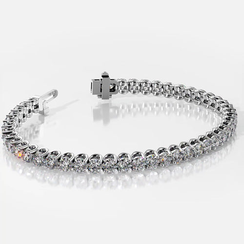 7.36 Carats Round Cut Lab Grown Diamond Bracelet Solid White Gold 10K