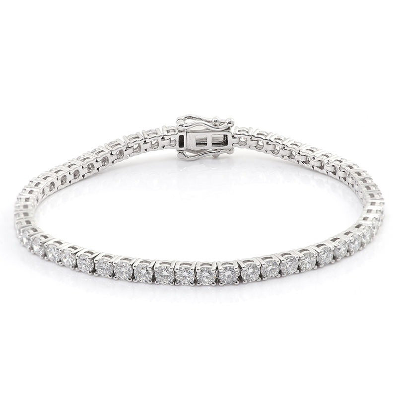 7 Carats Sparkling Round Cut Lab Grown Diamond Tennis Bracelet White Gold 10K