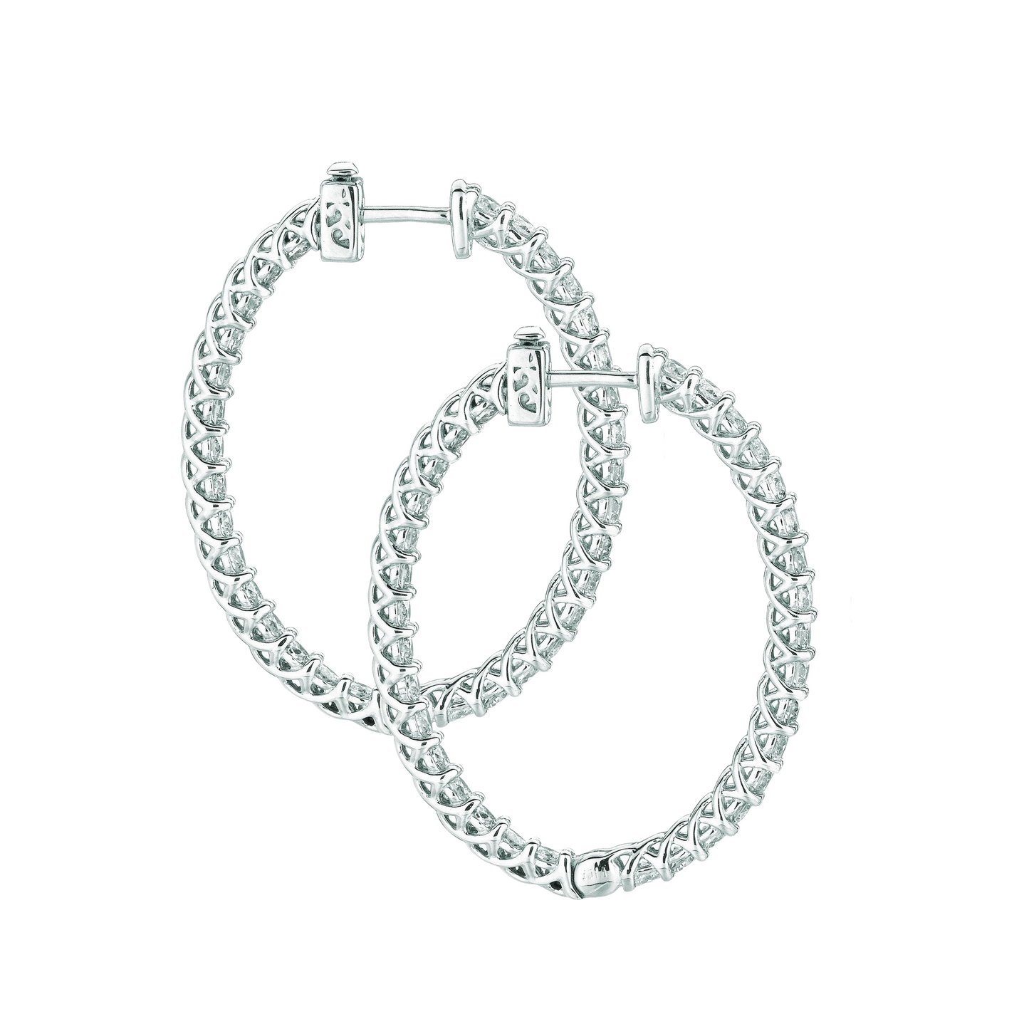 7 Pointer Oval Shape Hoop Earrings 4.52 Carats 14K White Natural Earth Mined Diamond