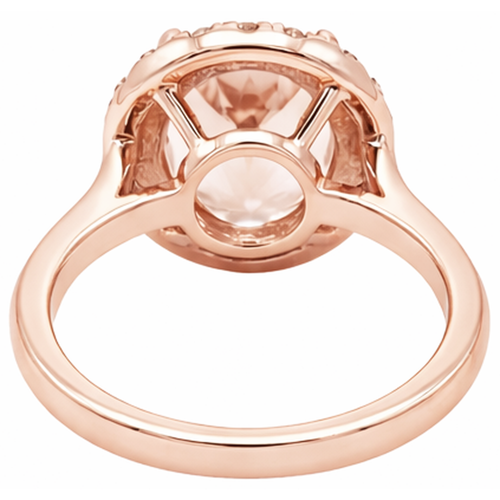 8.10 Ct Morganite Fancy Ring With Natural Earth Mined Diamonds Rose Gold 14K
