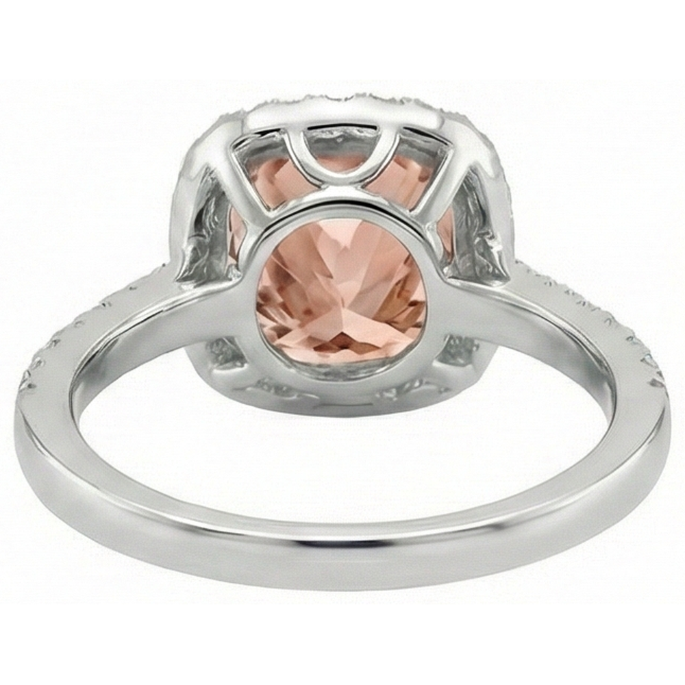 8.75 Ct Sparkling Morganite And Natural Earth Mined Diamonds Ring White Gold 14K