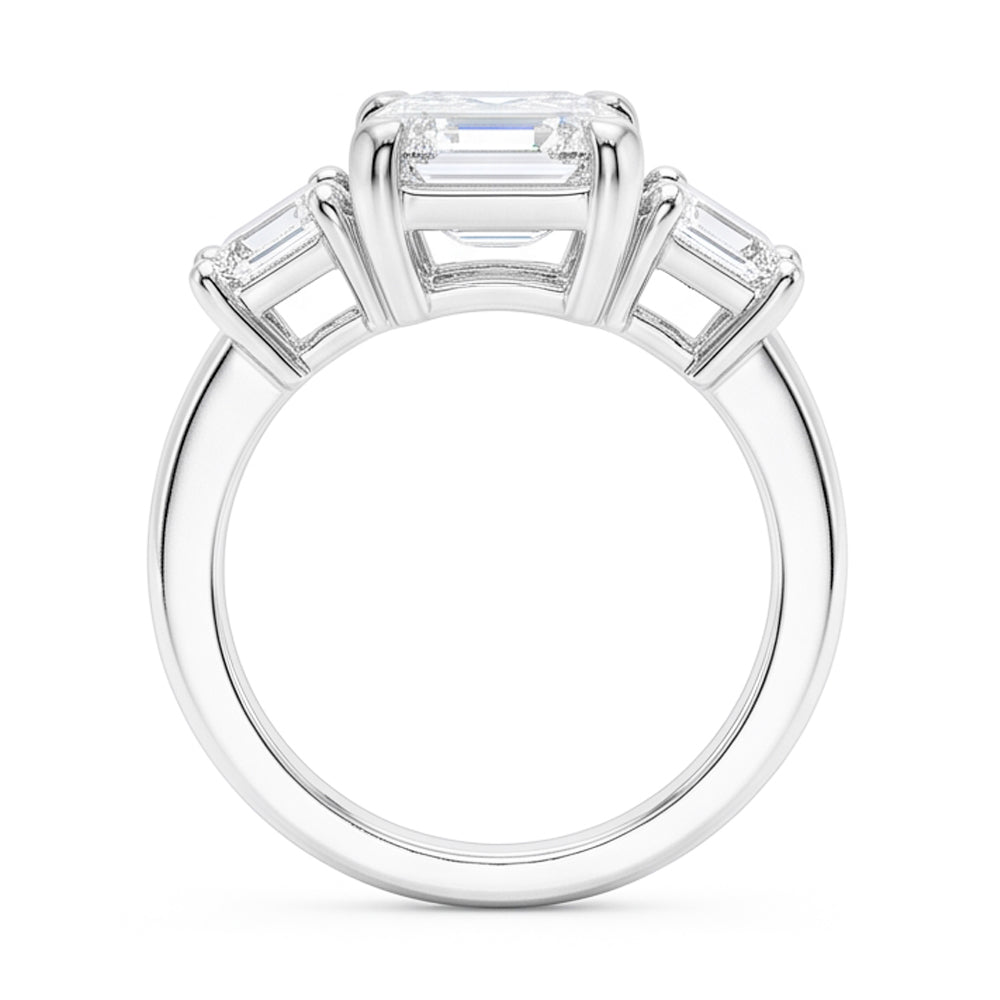 8 Carats Emerald Natural Real Diamond ( Not Lab Grown )s Three Stone Ring White Gold 14K New