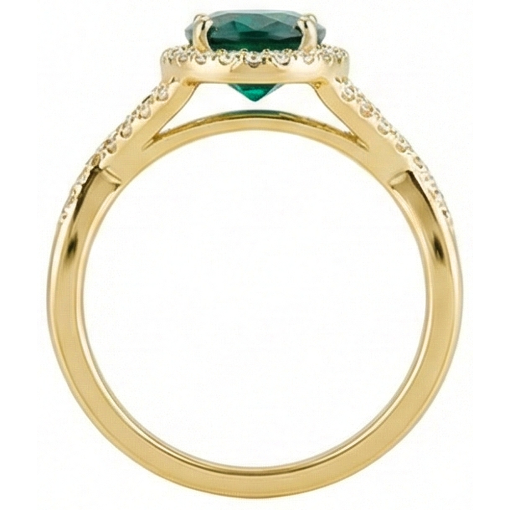8 Ct Green Emerald GIA Stone Ring With Natural Earth Mined Diamond Jewelry Yellow Gold 14K