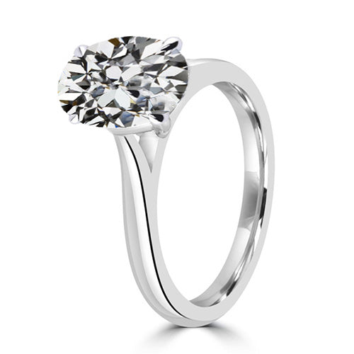 8 Carats Oval Lab Grown Old Cut Big Solitaire Engagement Ring White Gold 14K