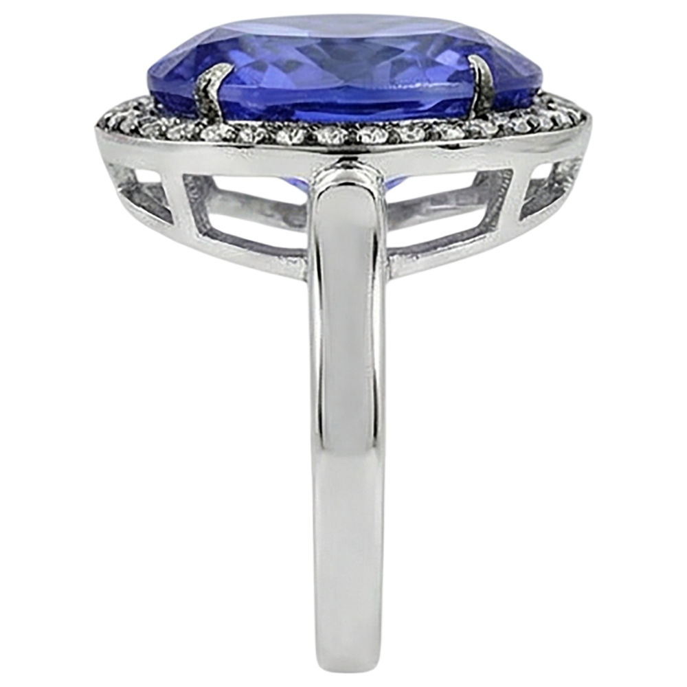 9.01 Carat Oval Tanzanite And Natural Earth Mined Diamonds Wedding Ring Gold White 14K