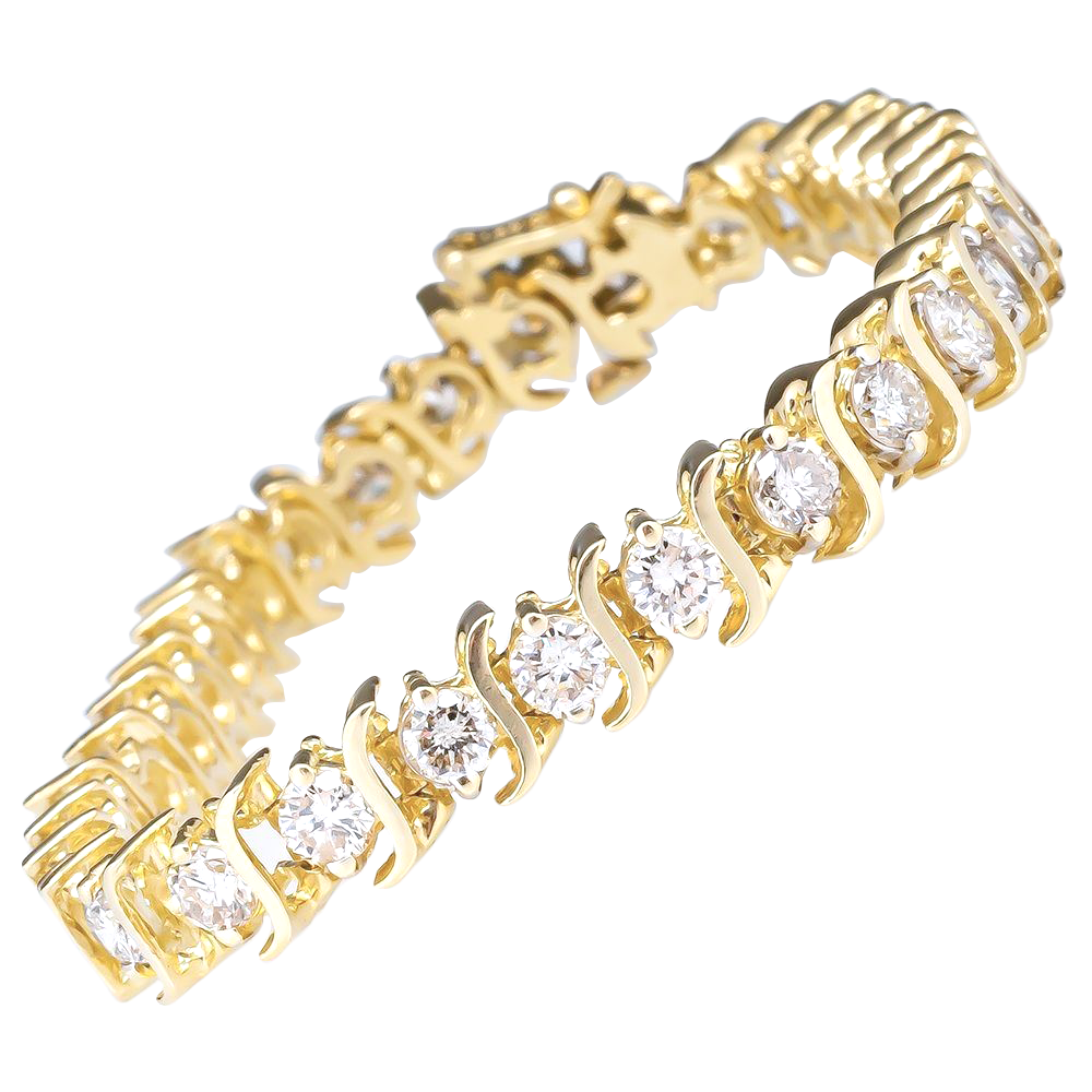 9.50 Carats Lab Grown Diamond Tennis Bracelet 10K Yellow Gold