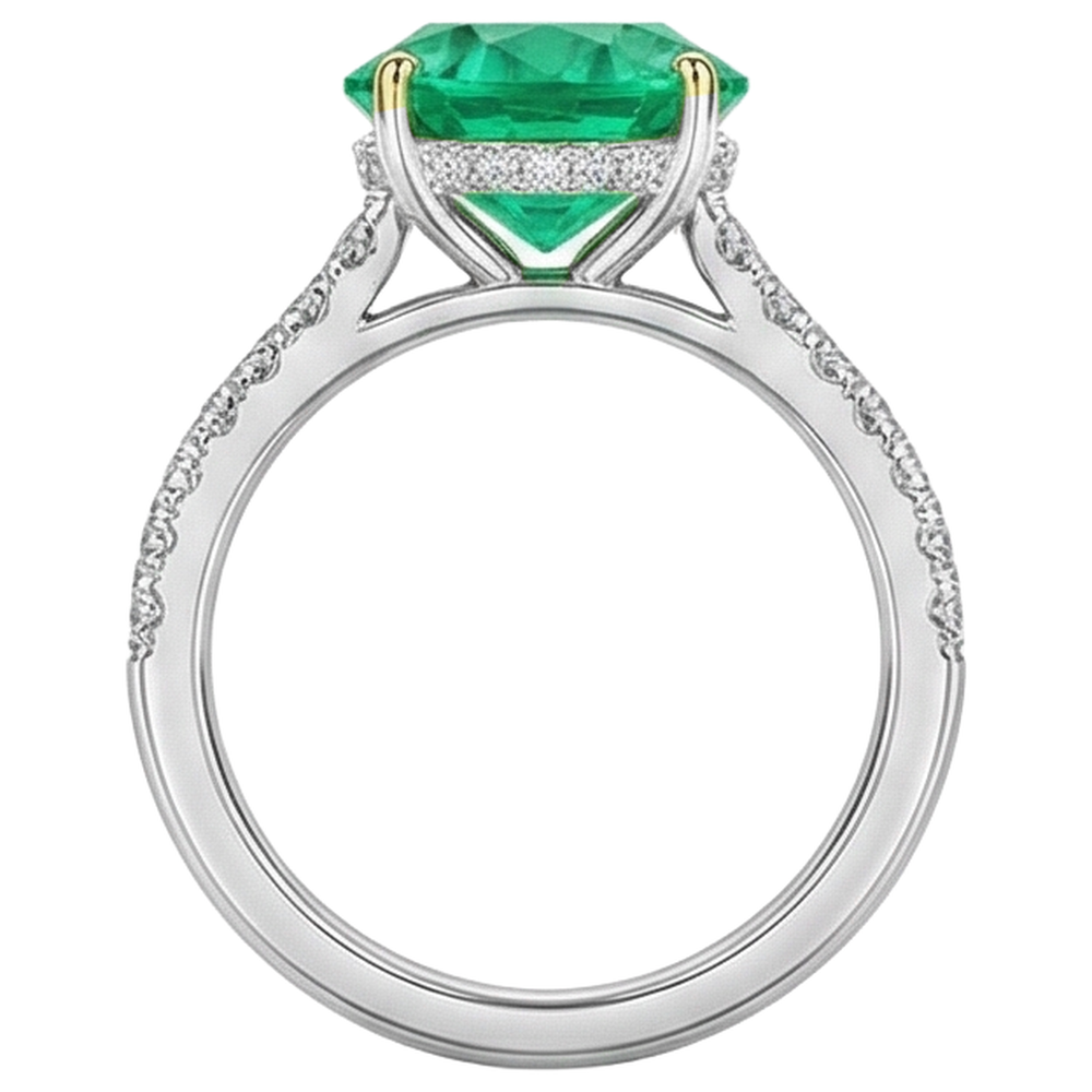 Natural Real ( Not Lab Grown ) Affordable Green Emerald GIA Rings For Women Wedding Jewelry