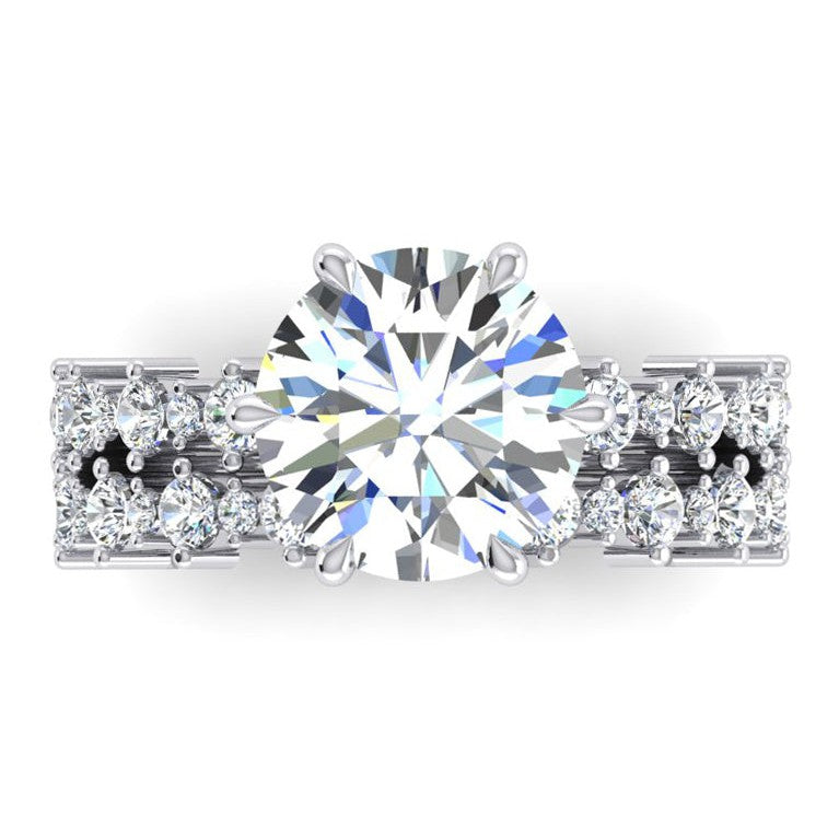 natural round diamond 3ct band side angle