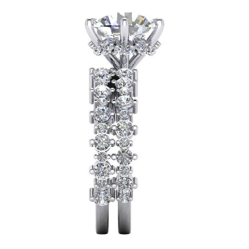 natural round diamond 3ct band close up detail