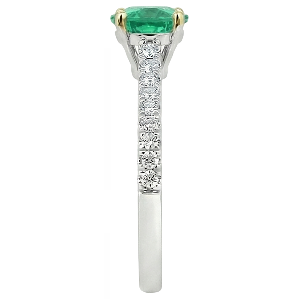 Natural Real ( Not Lab Grown ) Anniversary Ring Green Emerald GIA Gemstone Round Cut
