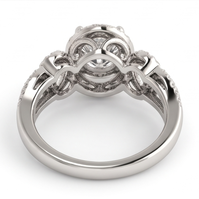 Anniversary Round Natural Earth Mined Diamond Engagement Ring Antique Style 2 Ct. WG 14K