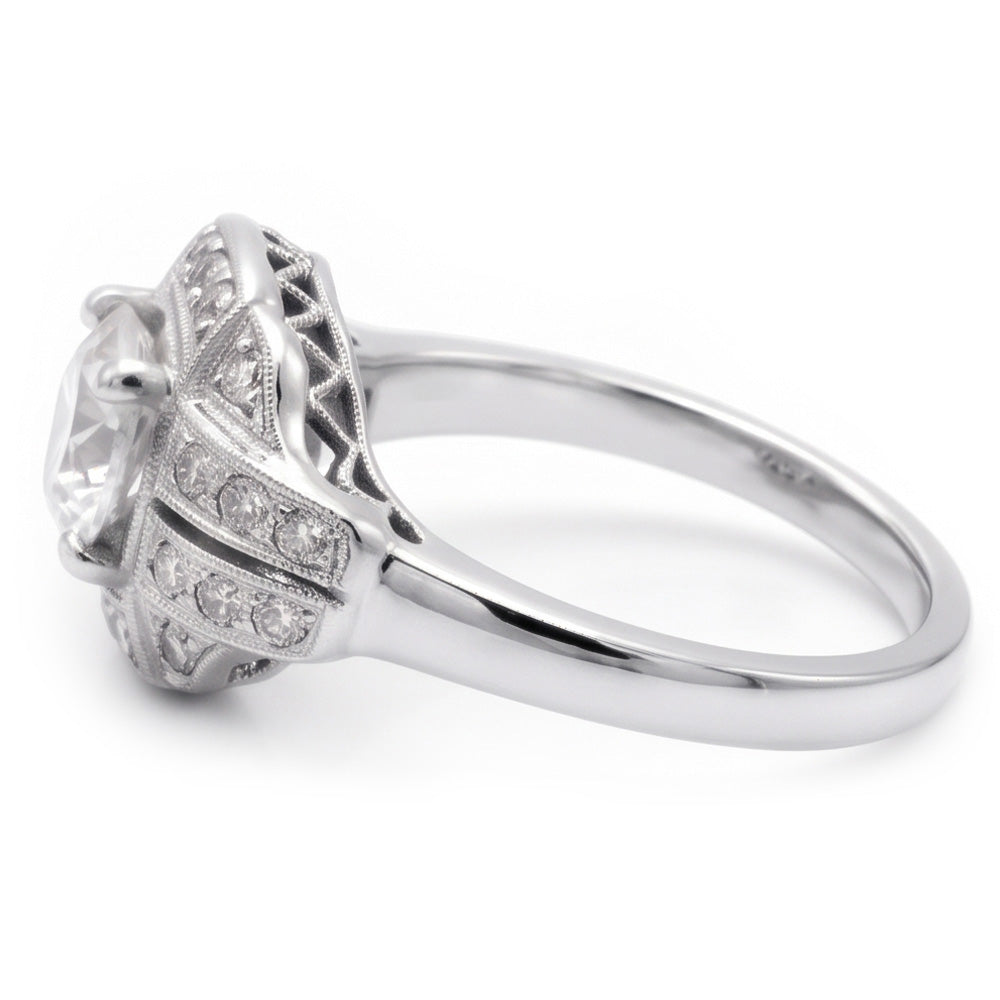 Anniversary Round Old Mine Cut Natural Earth Mined Diamond Ring 2 Carats Antique Style