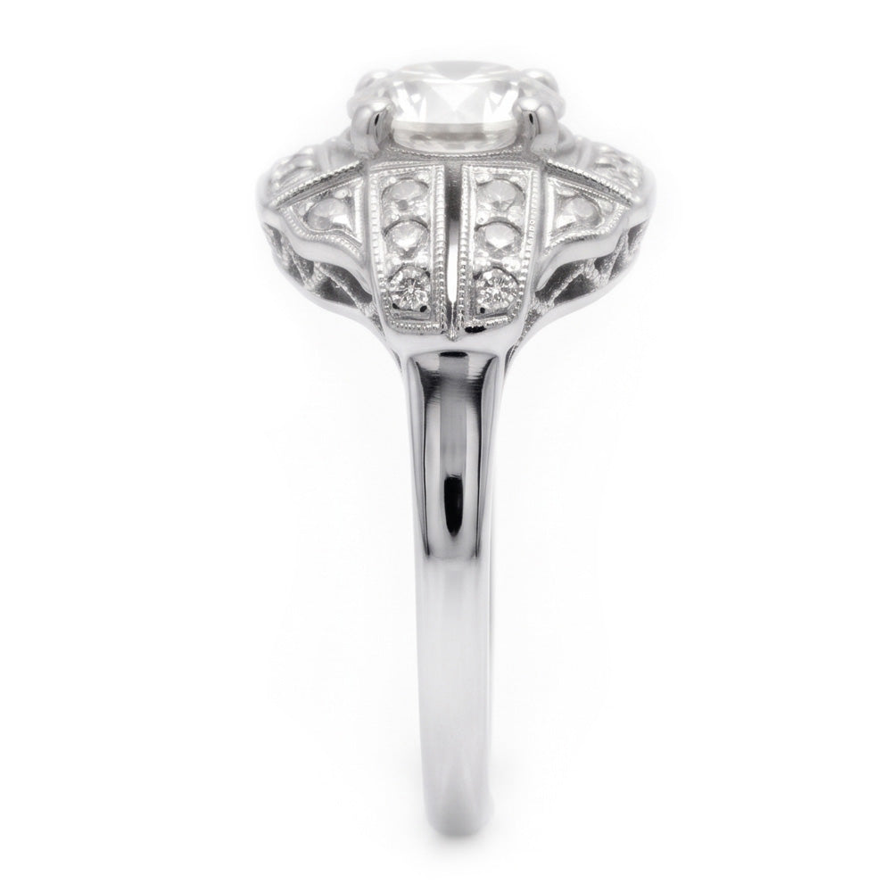 Anniversary Round Old Mine Cut Natural Earth Mined Diamond Ring 2 Carats Antique Style