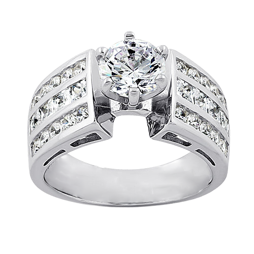 Anniversary Natural Earth Mined Diamond Engagement Ring 2.51 Carat White Gold 14K