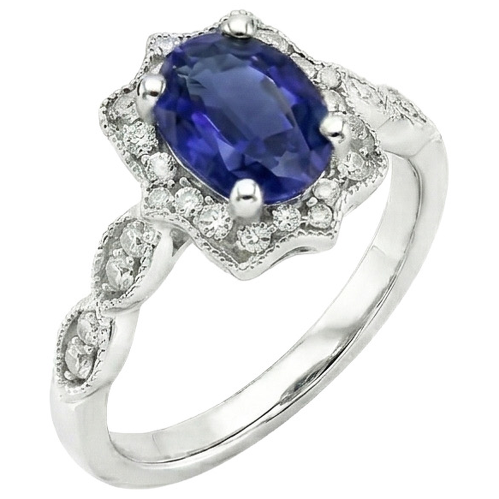 natural round sapphire 2.50ct ring top view
