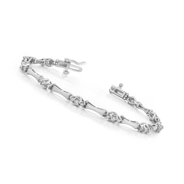 Beautiful Bezel Set Round Lab Grown Diamond Lady Bracelet White Gold 5.40 Ct