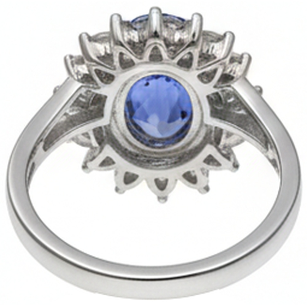 Bezel Set Tanzanite Oval Natural Earth Mined Diamond 3.30 Carats Ring White Gold