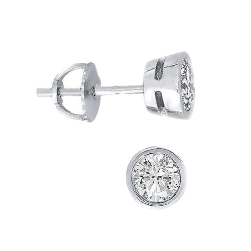 Bezel Set Solitaire 2 Carats GIA CERTIFIED Lab Grown Diamond Stud Earrings Women Jewelry