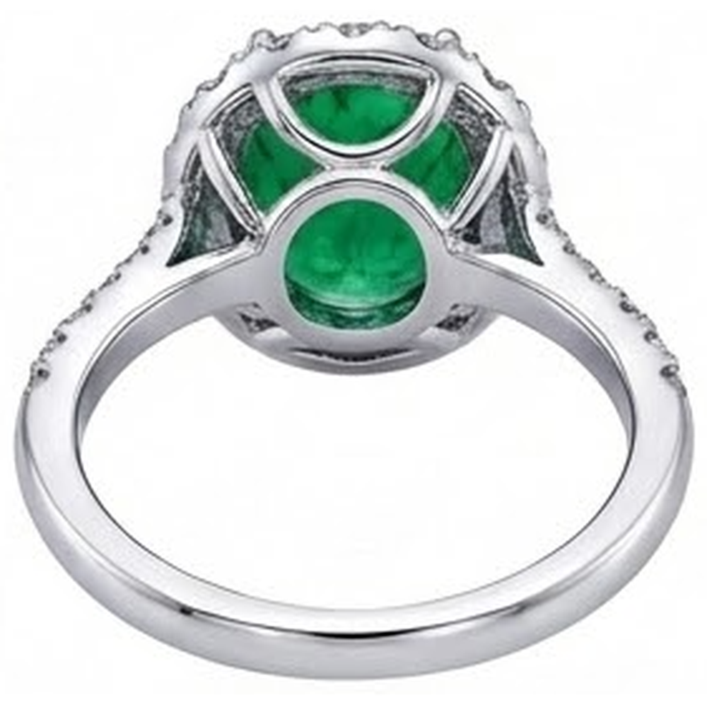 Big Green Emerald GIA With Natural Earth Mined Diamonds 4.25 Carats Engagement Ring 14K White Gold