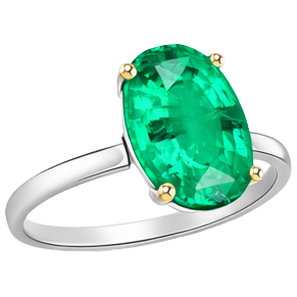 Natural Real ( Not Lab Grown ) Big Oval Gemstone Ring Green Emerald GIA Jewelry