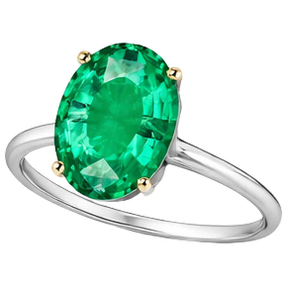 Natural Real ( Not Lab Grown ) Big Oval Gemstone Ring Green Emerald GIA Jewelry
