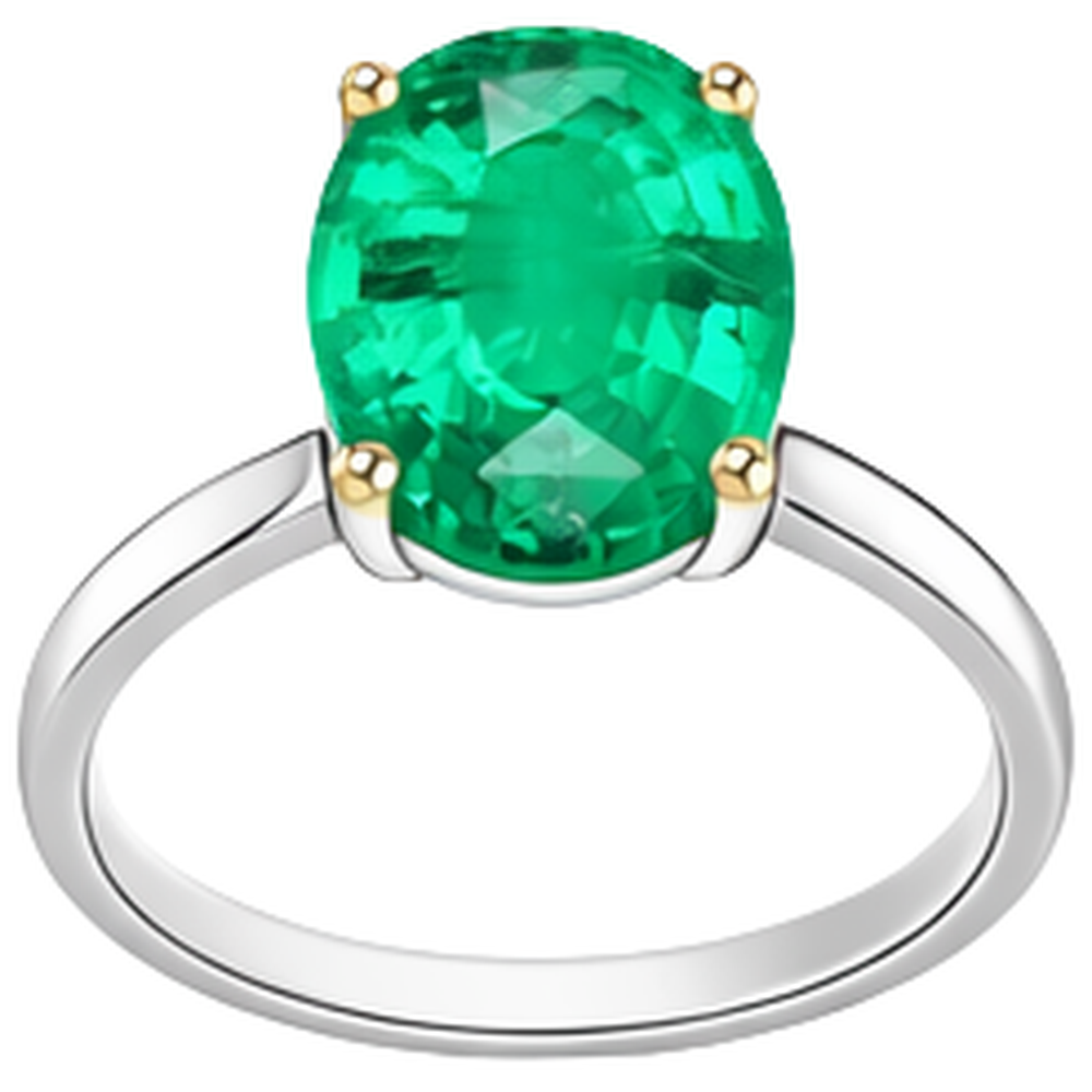 Natural Real ( Not Lab Grown ) Big Oval Gemstone Ring Green Emerald GIA Jewelry