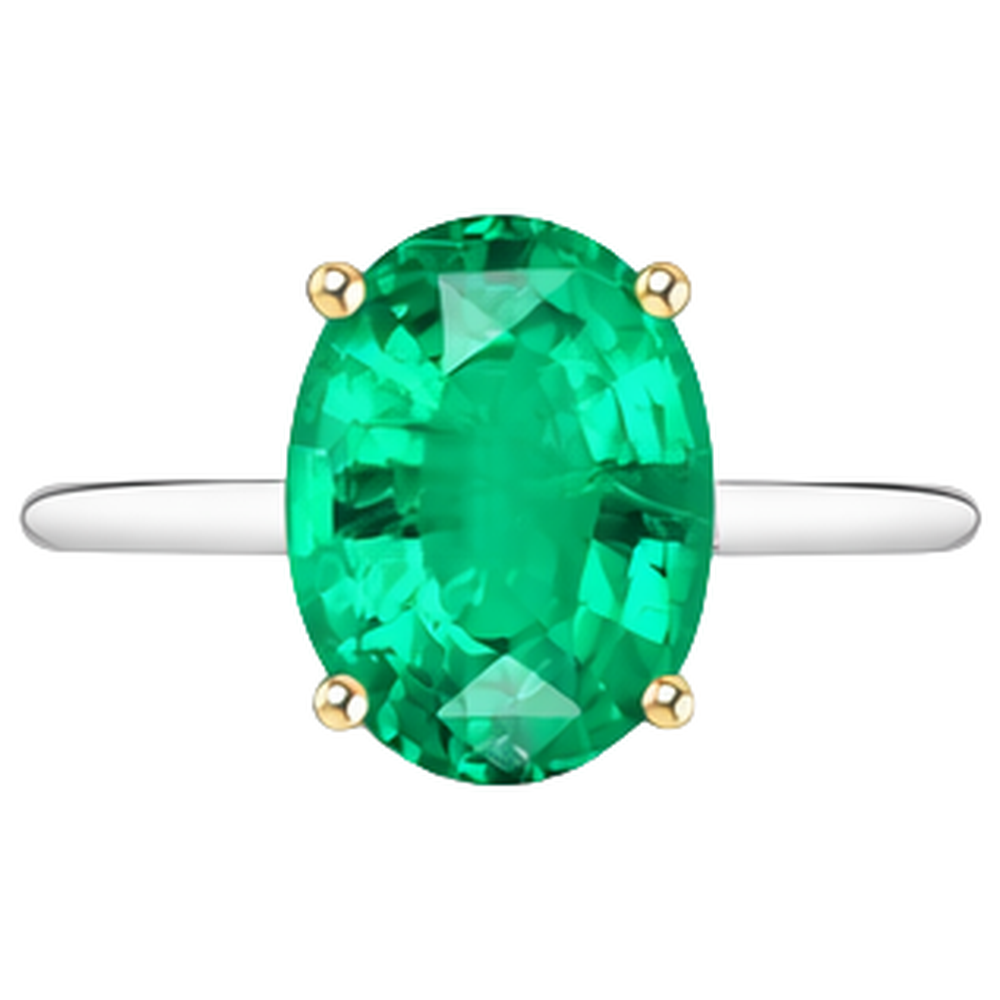 Natural Real ( Not Lab Grown ) Big Oval Gemstone Ring Green Emerald GIA Jewelry