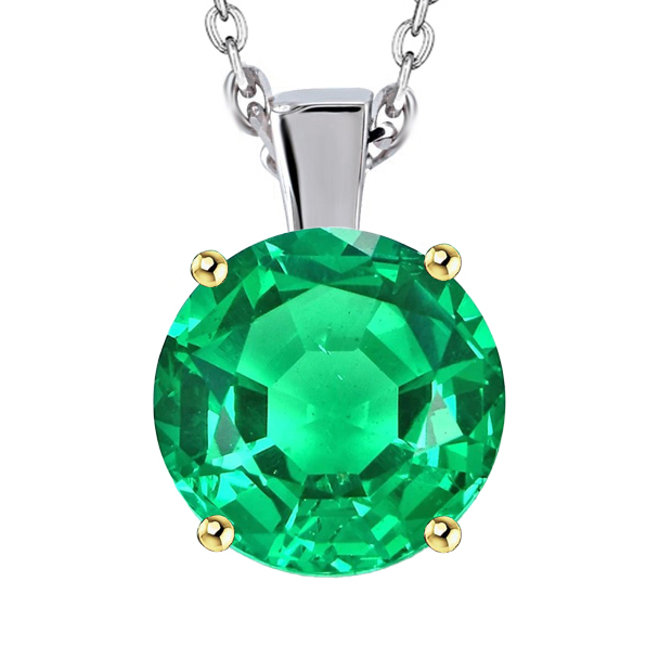 Big Solitaire Gemstone Green Emerald Pendant