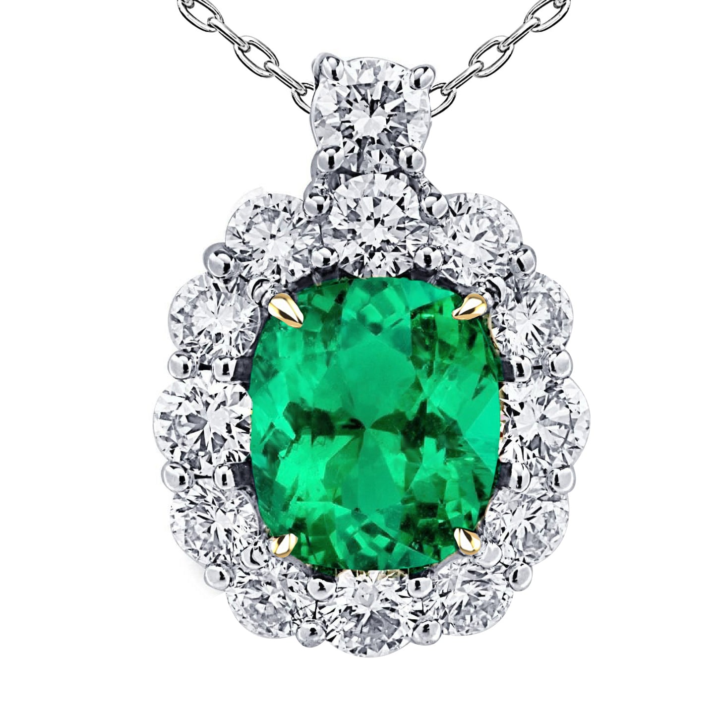 Big 6 Carat Green Emerald And Real Diamond Pendant