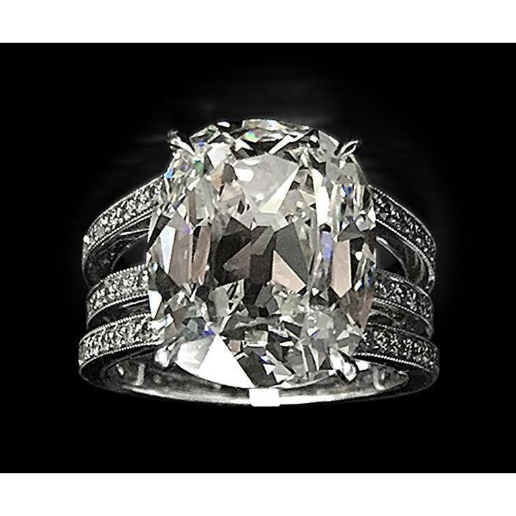 Big Cushion Cut Lab Grown Diamond Engagement Ring 11.07 Carats White Gold 14K