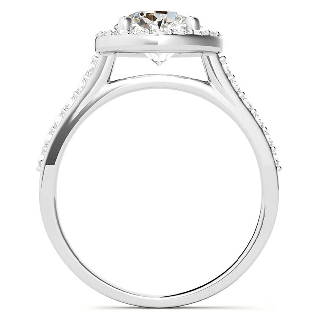 Big Old Mine Cut Lab Growb Diamond Halo Engagement Ring White Gold 10 Carats