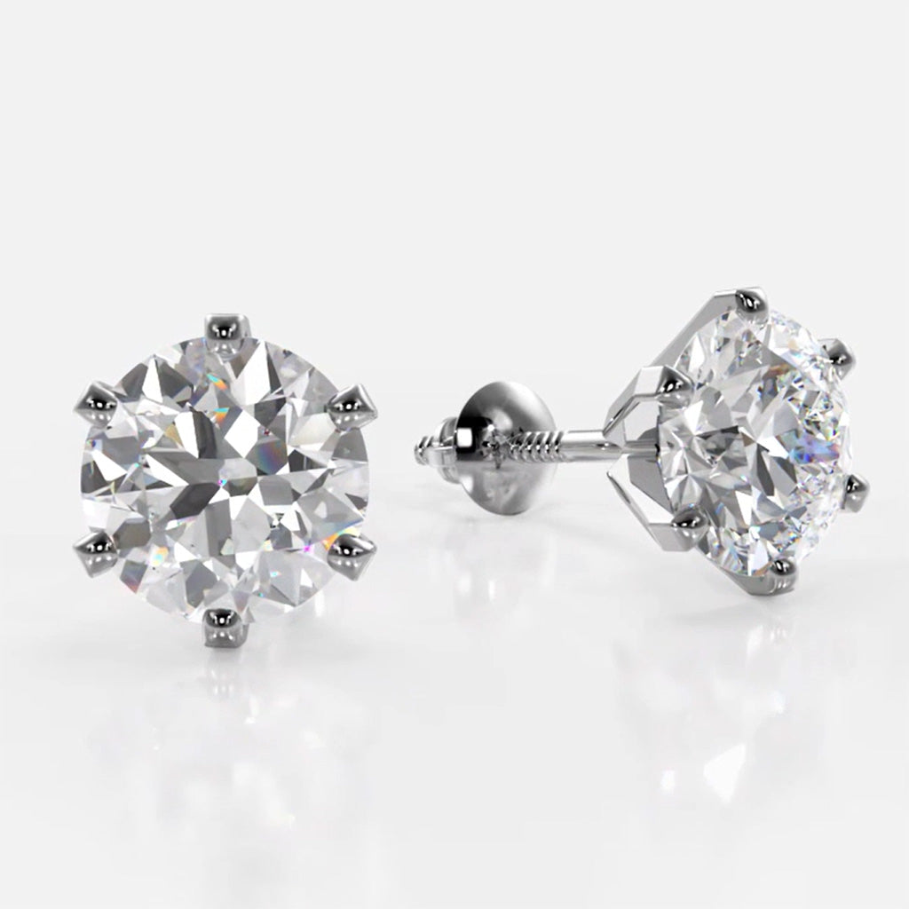 natural round diamond 5ct earring side angle