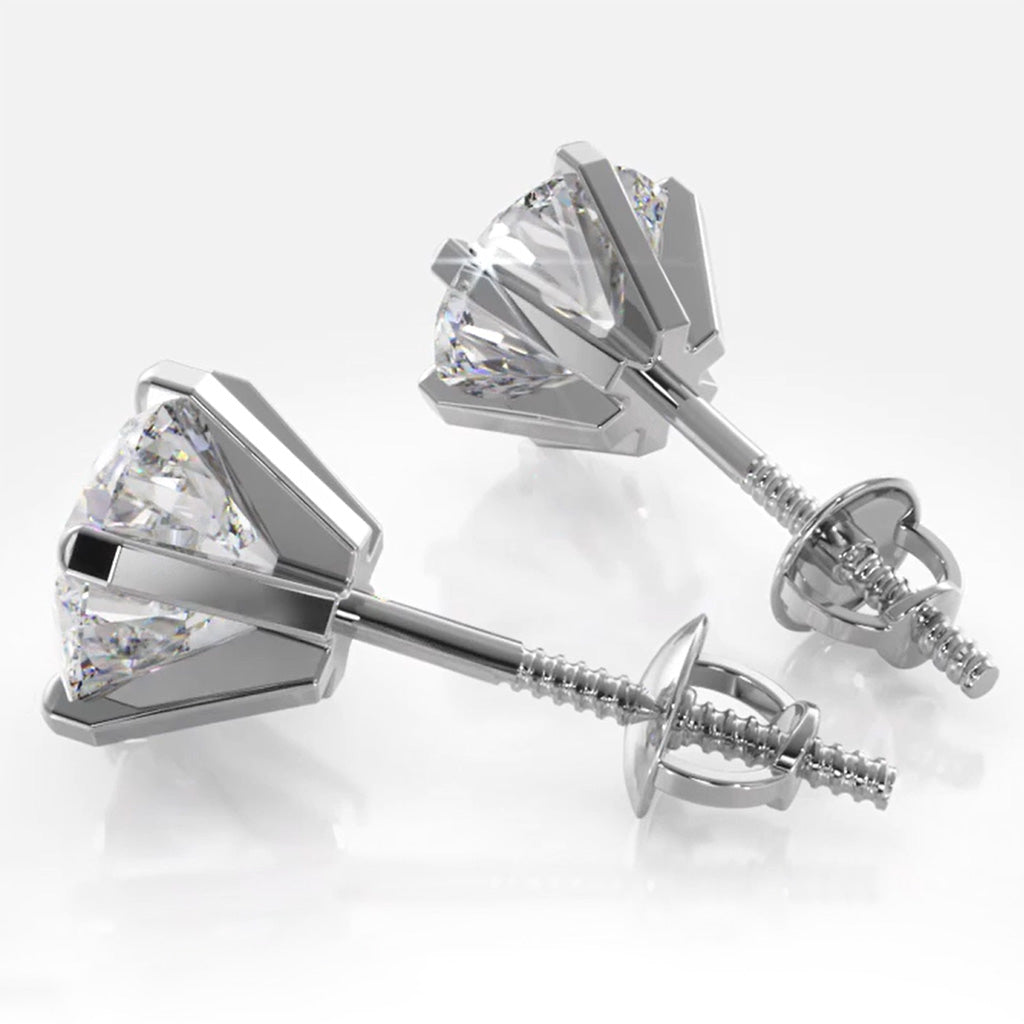 Big Prong Set 5 Ct Round Cut Lab Grown Diamond Ladies Stud Earring White Gold