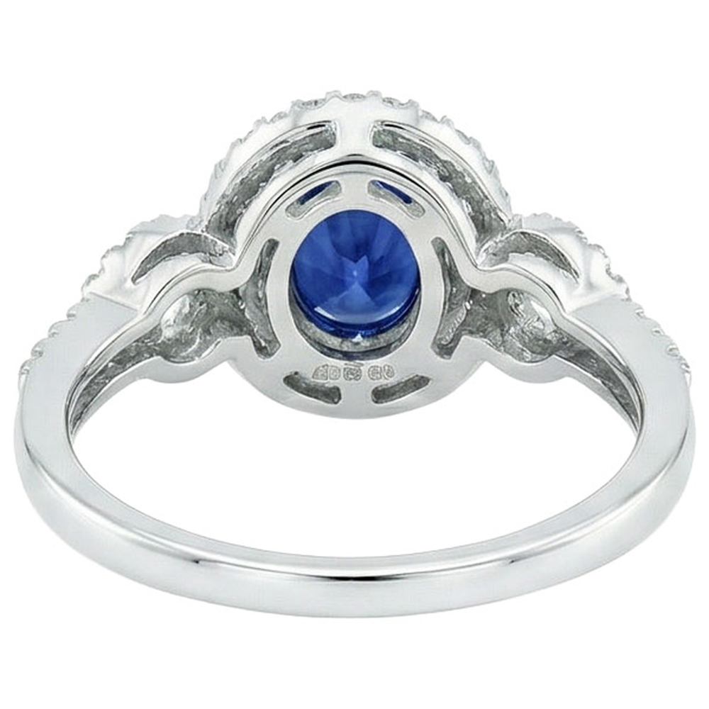 Blue AAA Ceylon Sapphire With Natural Earth Mined Diamond Ring 2.75 Carats Gold Jewelry