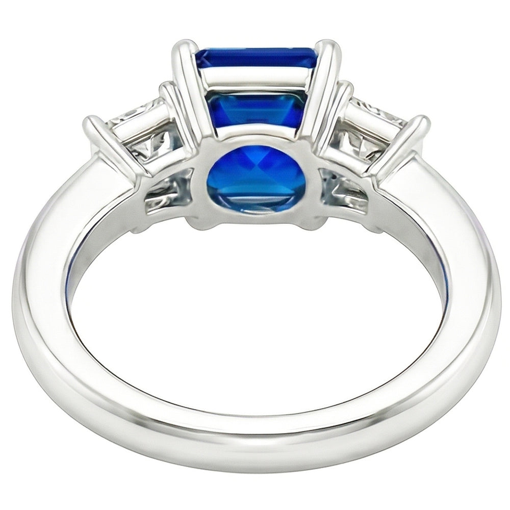 Blue Sapphire Gemstone Ring 2.50 Carats Sparkling Radiant Natural Earth Mined Diamonds