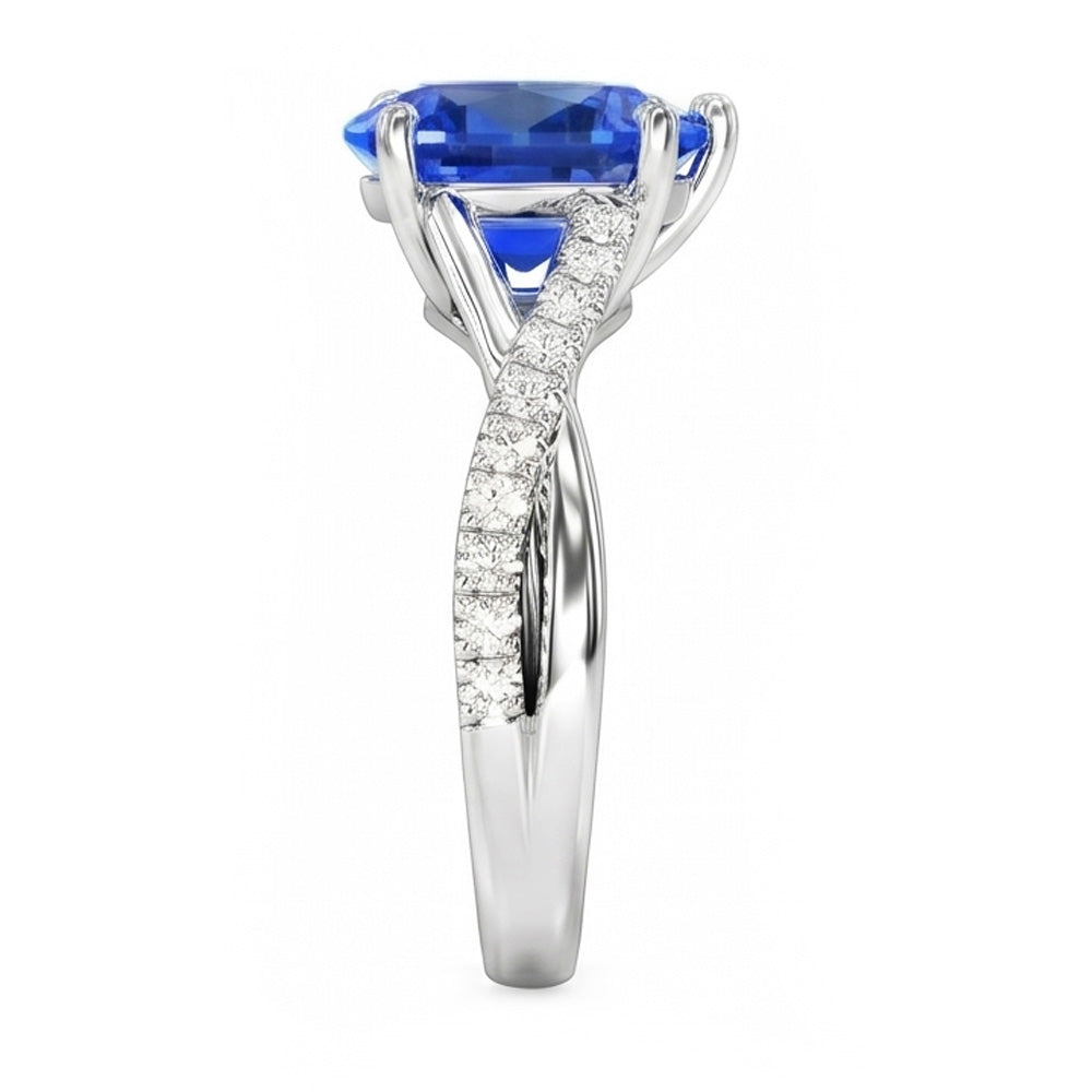 Blue Sapphire Natural Earth Mined Diamond Wedding Ring Jewelry Twist Style 2.50 Carats