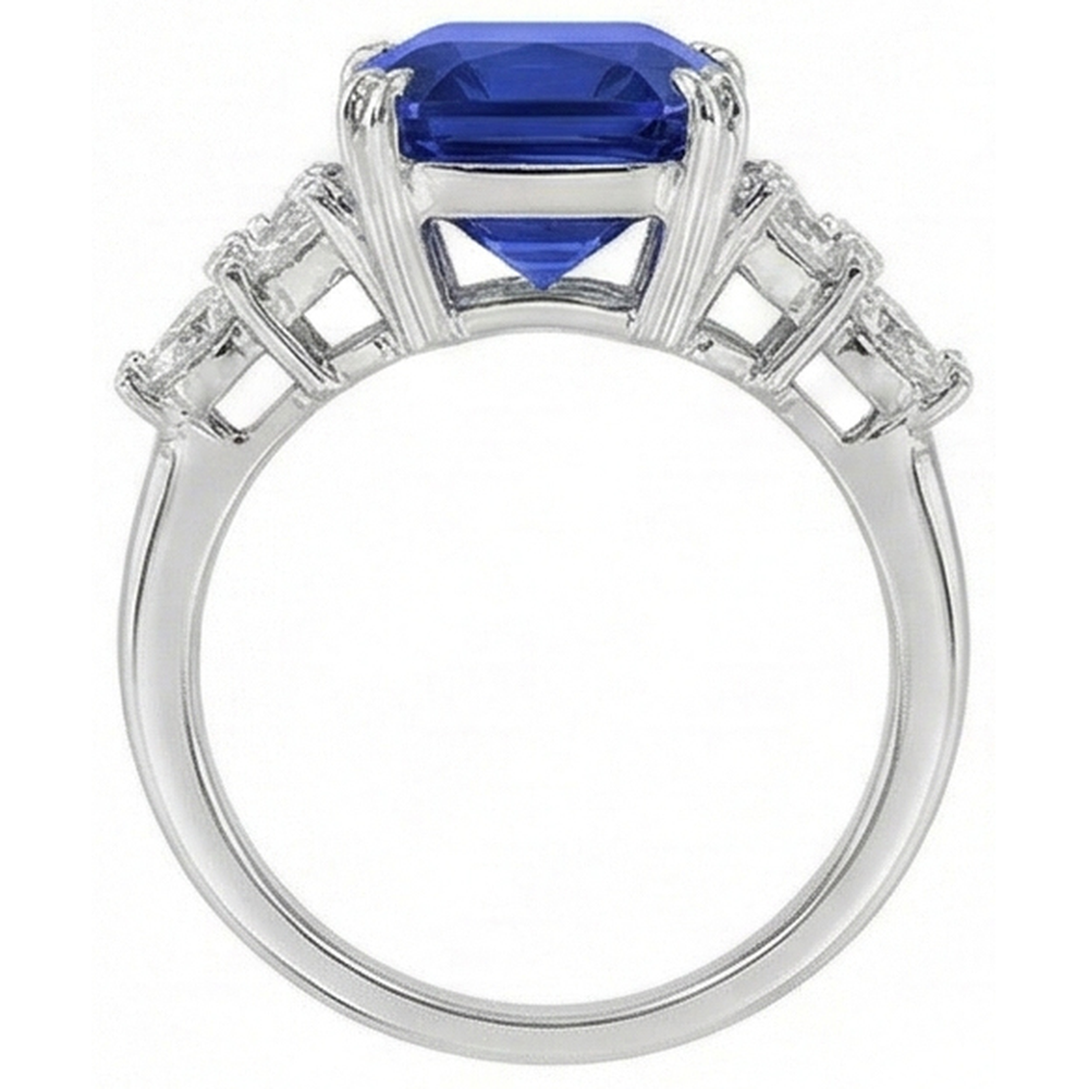 Blue Sapphire Wedding Ring Emerald Butterfly Style Natural Earth Mined Diamonds 3 Carats