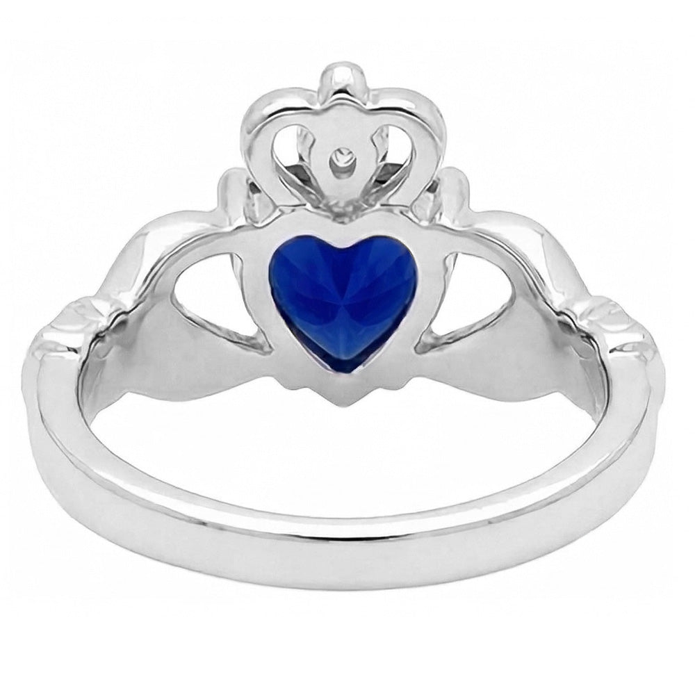 Blue Sapphire & Natural Earth Mined Diamond Ring Heart Shaped 2.25 Carats White Gold 14K