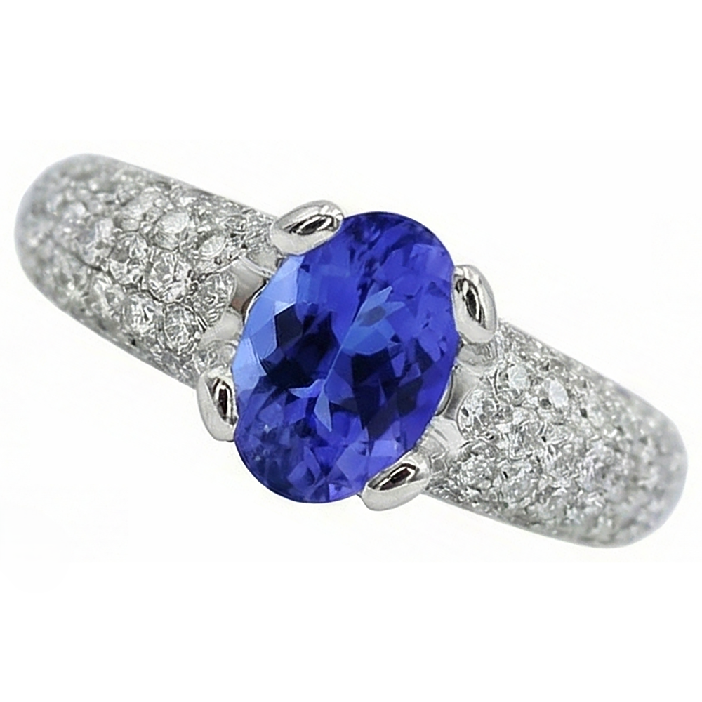 Blue Tanzanite Gemstone And Natural Earth Mined Diamond Ring 2.5 Ct Gold 14K