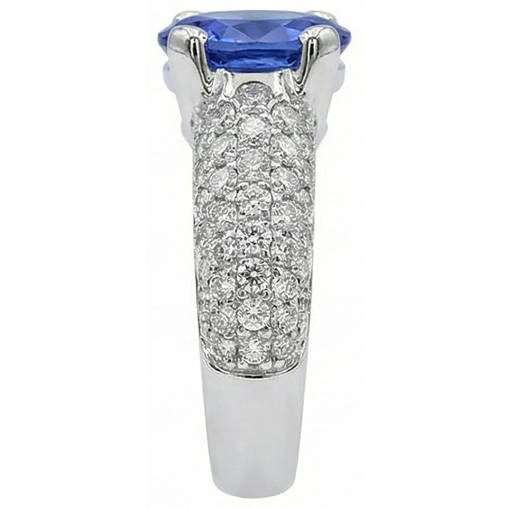 Blue Tanzanite Gemstone And Natural Earth Mined Diamond Ring 2.5 Ct Gold 14K