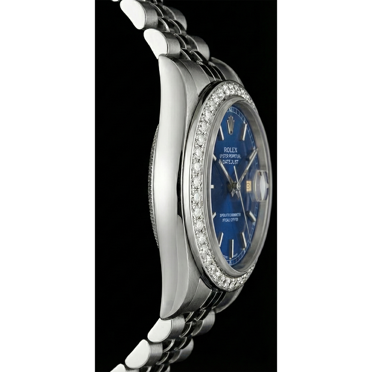 Blue Stick Dial Watch Ss Jubilee Diamond Perpetual Rolex Mens